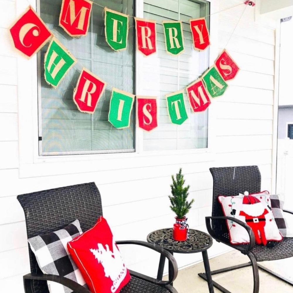 Extra large merry Christmas burlap banner